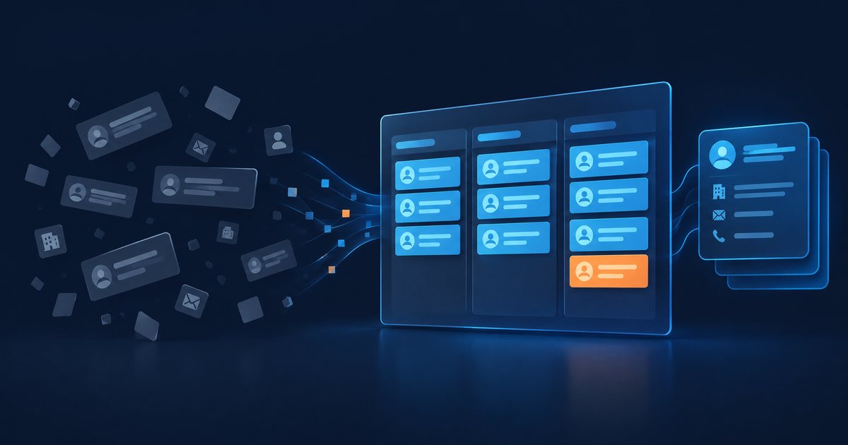 Illustration d’un CRM qui transforme des données dispersées en pipeline commercial structuré